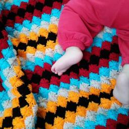 Baby Blanket, Crochet Stripet Handmade, Afghan Throw, Boy Blanket, Shower Gift, Home Decor - thumbnail 3