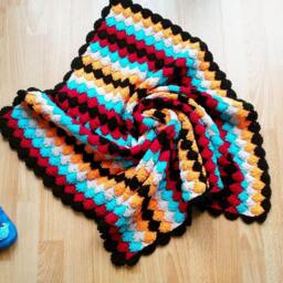Baby Blanket, Crochet Stripet Handmade, Afghan Throw, Boy Blanket, Shower Gift, Home Decor - thumbnail 2