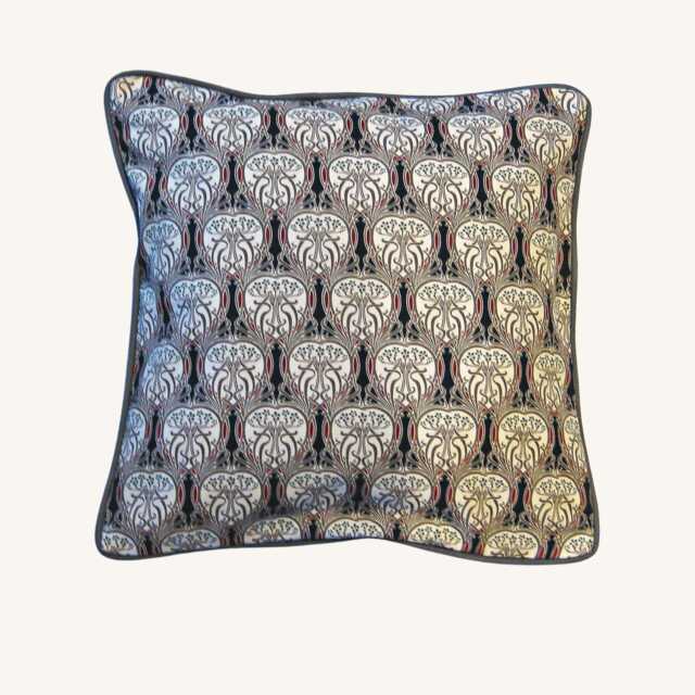 Liberty London Art Nouveau Cotton Cushion Cover Blue, Red, Grey - image 1