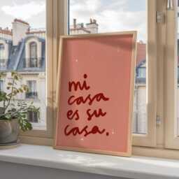 Mi Casa Es Su Print, Colourful Illustration Wall Art, Typography Poster, Print Decor, Hand Drawn Kitchen Unframed - thumbnail 3