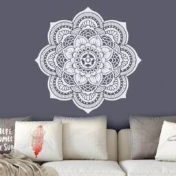 Mandala Wall Decal. Yoga Studio Decor. Bohemian Bedroom Maroccan Pattern. Flower Stickers. J150 - thumbnail 1