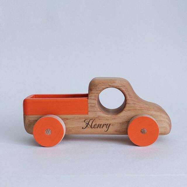 Personalized Wooden Toy Truck - New Baby Gift Natural Nursery Decoration - image 1