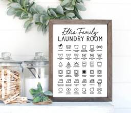 Personalized Laundry Wall Decor Art - Clothing Symbols Guide Custom Gift Gifting Farmhouse Print, Framed Print Or Canvas Sign - thumbnail 1