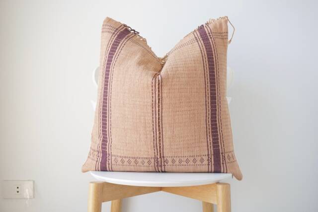 Brown Neutral Tribal Hemp Hand Woven Natural Dye Color Lumbar Pillow Cover - image 1