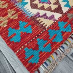 Runner Rug Classic, Handmade Artisan Afghan Turkish, Scandinavian, Navajo, Bohemian, Wool Flatweave Multicolour Kilim 199x62 cm - thumbnail 2