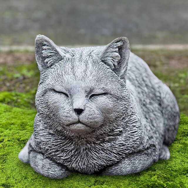 Handmade Cement Sleeping Cat Sculpture Outdoor Kitty Stone Decor Pet Memorial Ornament Garden Kitten Statue Lawn Patio Art - image 1