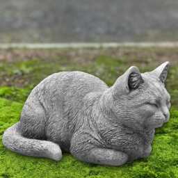 Handmade Cement Sleeping Cat Sculpture Outdoor Kitty Stone Decor Pet Memorial Ornament Garden Kitten Statue Lawn Patio Art - thumbnail 3