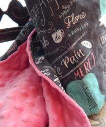 Paris Baby Girl Blanket - Pink & Teal Minky