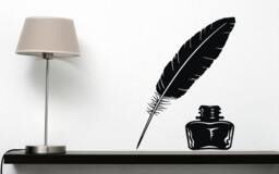 Wall Vinyl Decal Feather Quill Ink Pen Middle Ages Writer's Literature Home Office Modern Art Decor - #2107Dn - thumbnail 1