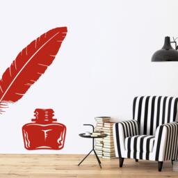 Wall Vinyl Decal Feather Quill Ink Pen Middle Ages Writer's Literature Home Office Modern Art Decor - #2107Dn - thumbnail 2