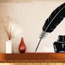 Wall Vinyl Decal Feather Quill Ink Pen Middle Ages Writer's Literature Home Office Modern Art Decor - #2107Dn - thumbnail 3