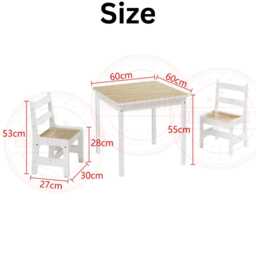 Kids Wooden Table & 2 Chairs Set, Learning Desk, Playroom Furniture, Modern Furniture - thumbnail 4