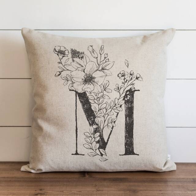 Personalized Monogram Pillow Cover - Botanical Typography Home Decor Housewarming Gift Wedding Throw Accent - image 1