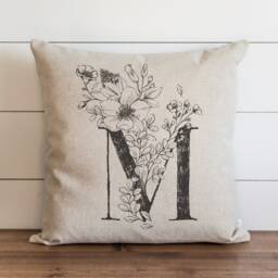 Personalized Monogram Pillow Cover - Botanical Typography Home Decor Housewarming Gift Wedding Throw Accent - thumbnail 1