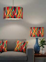 Handmade By Order Luxury Abstract Wave Pattern Multicoloured On Velvet Drum Lamp Shade Pendant Light All Shapes & Sizes Available - thumbnail 1