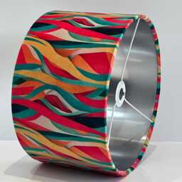Handmade By Order Luxury Abstract Wave Pattern Multicoloured On Velvet Drum Lamp Shade Pendant Light All Shapes & Sizes Available - thumbnail 3