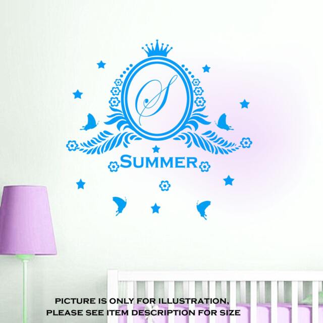 Custom Monogram Name Initials Nursery Girls Bedroom Vinyl Wall Stickers Wall Art Decal Jrd4 - image 1