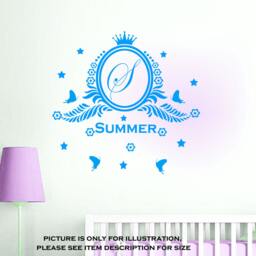 Custom Monogram Name Initials Nursery Girls Bedroom Vinyl Wall Stickers Wall Art Decal Jrd4 - thumbnail 1