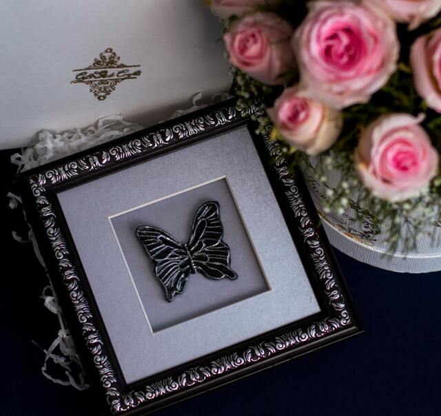 Framed Butterfly Wall Art Set - Silver & Black Gallery Decor - image 1