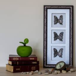 Framed Butterfly Wall Art Set - Silver & Black Gallery Decor - thumbnail 3