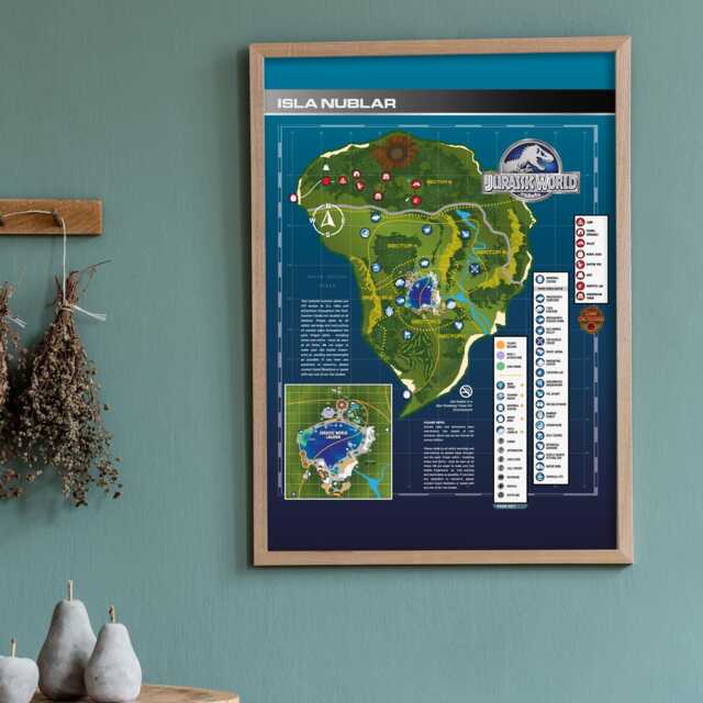 Jurassic World Camp Cretaceous Print - Isla Nublar Map Wall Art Poster - image 1