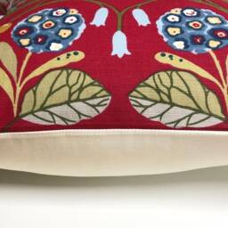 Clarke & Forester Rouge Red Cushion Covers Hare Floral Print - 16 - thumbnail 2