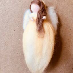 Three Needle Felted Angels/Fairies - Green/Yellow/Red Ornaments, Christmas, Comfort, Protection, Grieving, Waldorf Inspired - thumbnail 2