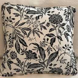Decorative Pillow - 18 Inches X Throw Black Floral Pattern On White - thumbnail 2