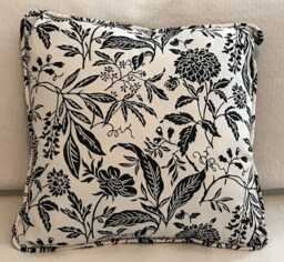 Decorative Pillow - 18 Inches X Throw Black Floral Pattern On White - thumbnail 1