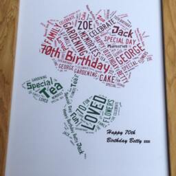 Personalised Typography Word Art, A4 Framed Print, Teacher Gift - thumbnail 2