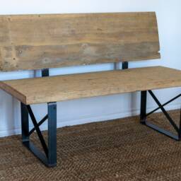Primitive Reclaimed Bench, Rustic Porch Farmhouse Style Sitting Vintage Industrial Repurposed Stool, Old Pew Bench - thumbnail 3