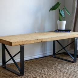 Primitive Reclaimed Bench, Rustic Porch Farmhouse Style Sitting Vintage Industrial Repurposed Stool, Old Pew Bench - thumbnail 4