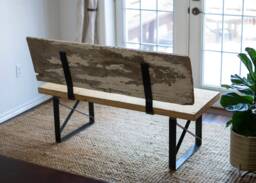 Primitive Reclaimed Bench, Rustic Porch Farmhouse Style Sitting Vintage Industrial Repurposed Stool, Old Pew Bench - thumbnail 1