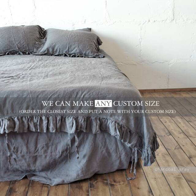 Handmade Ruffle Linen Duvet Cover Soft Stonewashed Bedding - image 1