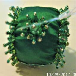 Small Green Shatterproof Handmade Hand Beaded Original Design 2 Inch Christmas Ornament Gift - thumbnail 3
