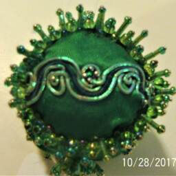 Small Green Shatterproof Handmade Hand Beaded Original Design 2 Inch Christmas Ornament Gift - thumbnail 4