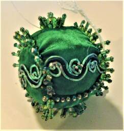 Small Green Shatterproof Handmade Hand Beaded Original Design 2 Inch Christmas Ornament Gift - thumbnail 1