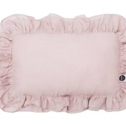 Dusty Pink Linen Pillow With Ruffle, Stylish Home Decor - thumbnail 2