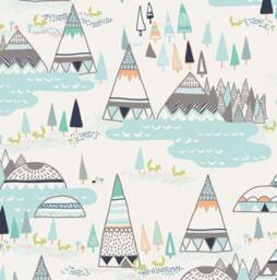 Woodlands Changing Pad Cover - Teepee Baby Bedding, Gray & Mint - thumbnail 1