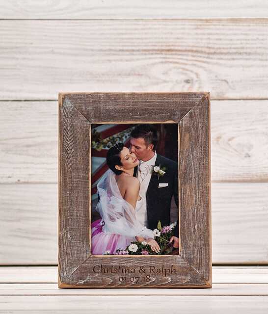 Personalized Family Picture Frame For Wedding Photo, Engraved Rustic Wooden Photo Frame, Memory Table Guest Book Sign - image 1