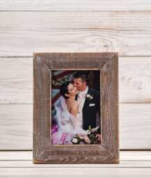 Personalized Family Picture Frame For Wedding Photo, Engraved Rustic Wooden Photo Frame, Memory Table Guest Book Sign - thumbnail 1