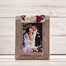 Personalized Family Picture Frame For Wedding Photo, Engraved Rustic Wooden Photo Frame, Memory Table Guest Book Sign - thumbnail 2
