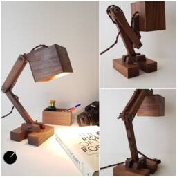 Nordic Adjustable Lamp - Handmade From Walnut Vintage Wire Modern Lighting - thumbnail 3