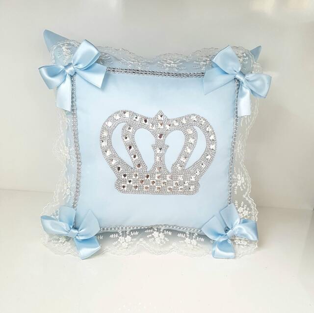 Baby Boy Pillow, Crown Shower Gift, Prince Room Decor, Nursery Shower, Baby Boy Gift - image 1