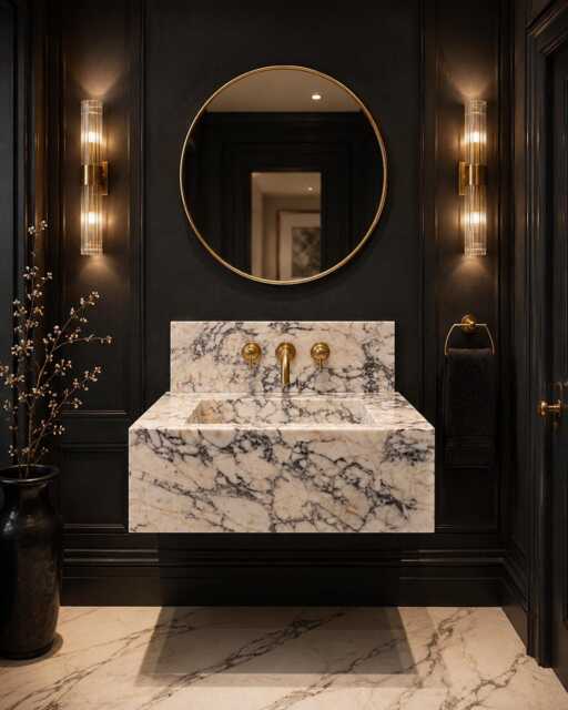 Handmade Calacatta Viola Marble Sink, Wall Mount Ribbed Basin - image 1