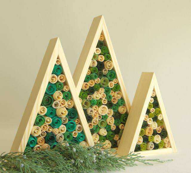 Handmade Reclaimed Wood Christmas Trees Set Of 3 - Nordic Holiday Decor - image 1