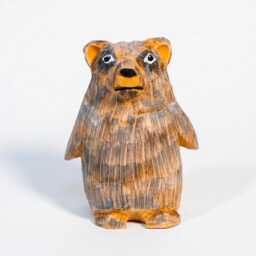 Whimsical Hand Carved Wooden Bear Figurine, Cute Grizzly Statue, Rustic Forest Animal Decor, Unique Wood Anniversary Gift, Nursery Art - thumbnail 2
