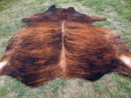 Brindle Redish Brown Large New Cowhide Rug Natural Hair On - 6x6 Ft Size Approx Tri-Color Brown Tones Soft Carpet Cow Hide R-R S - thumbnail 1