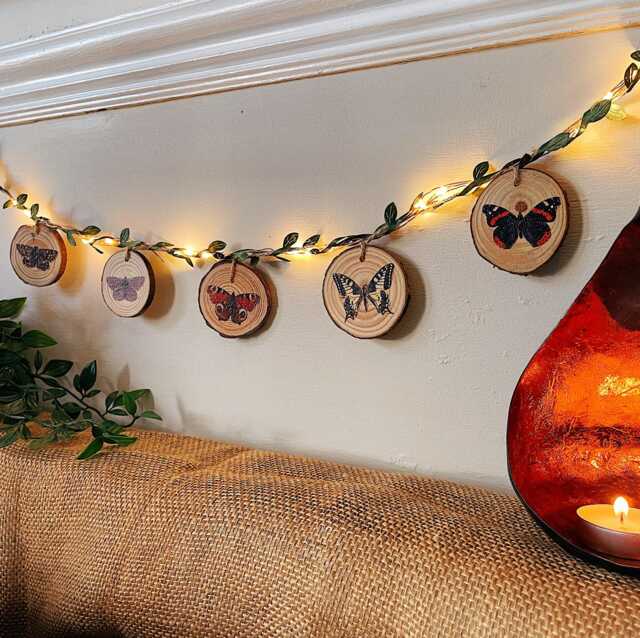 Butterfly Bunting Nature Aesthetic Boho Hippy Home Wall Decor Garland - Rustic Homeware Kitchen Bedroom Garden Dorm Womens Christmas Gift - image 1
