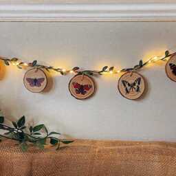 Butterfly Bunting Nature Aesthetic Boho Hippy Home Wall Decor Garland - Rustic Homeware Kitchen Bedroom Garden Dorm Womens Christmas Gift - thumbnail 3